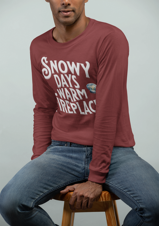 Cozy Snowy Days Long Sleeve Tee (Unisex S-2XL) in Cardinal