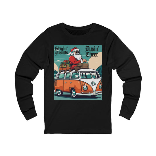 Vintage Santa Van Long Sleeve Tee (Unisex S-2XL) in Black