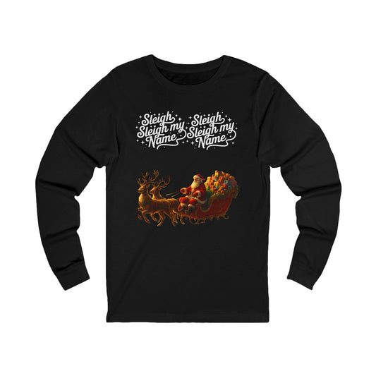 Sleigh My Name Vintage Santa Long-Sleeve Tee (Unisex S-2XL) in Asphalt