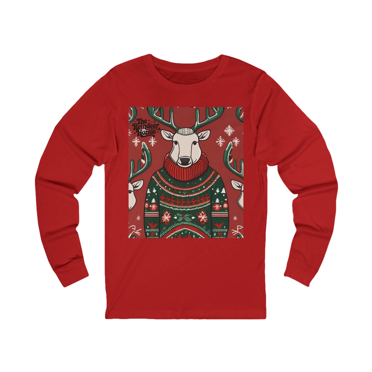 The Royale Reindeer Long Sleeve (Unisex S-2XL) in Red