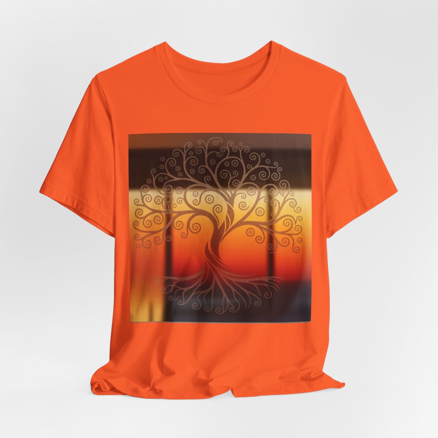 Living Meditation Tree – Autumn Aesthetic Graphic Tee (Unisex, S–3XL) in orange