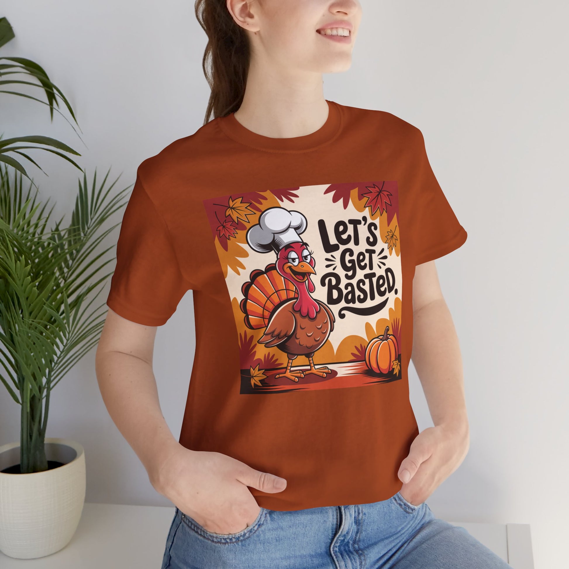 Let's Get Basted Thanksgiving Chef Tee in autumn