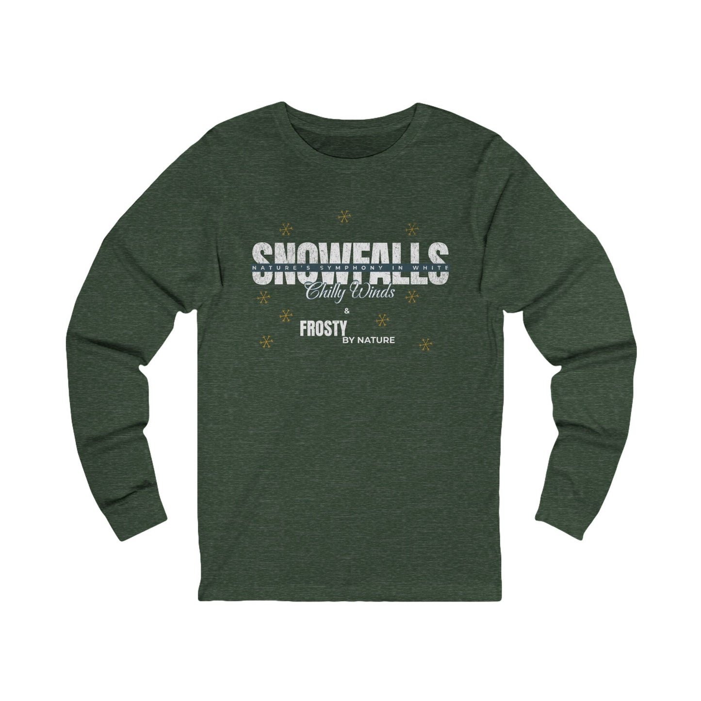 Snowfalls Long Sleeve Tee - Perfect for Winter Celebrations (Unisex S-2XL) in Asphalt