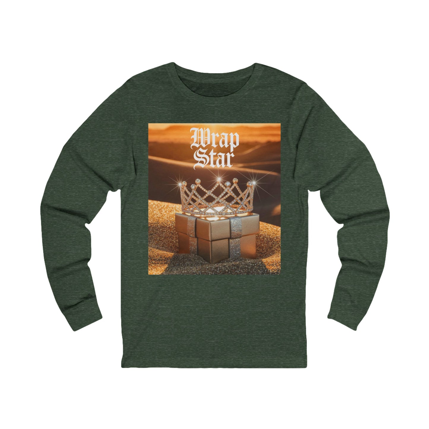 Wrap Star Holiday Long Sleeve Tee (Unisex S-2XL) in Heather Forest