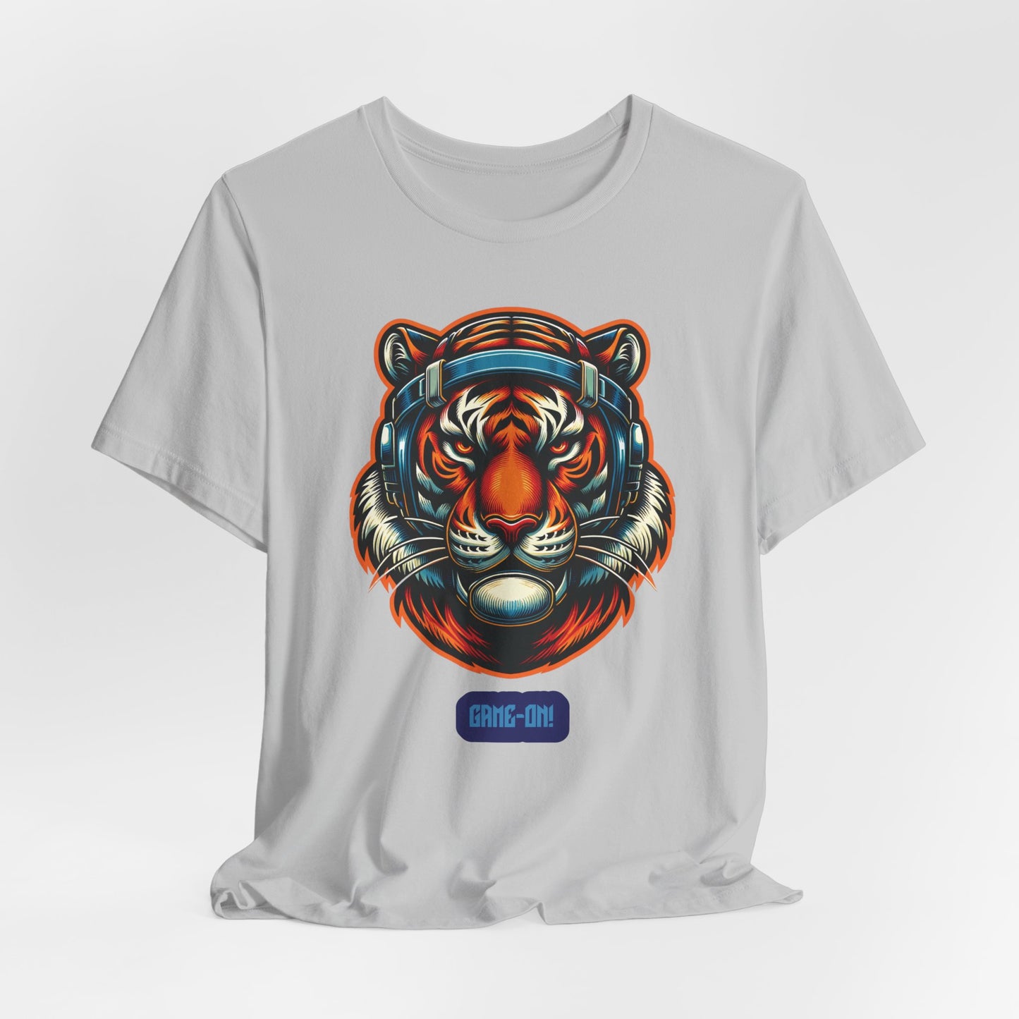 Focused Tiger – Motivational Gamer Graphic Tee (Unisex, S–5XL) in gray