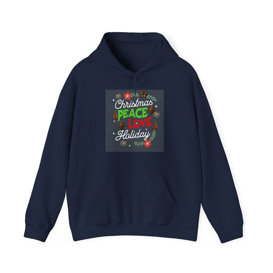 Peace, Love, and Holidays Festive Wreath Hoodie (Unisex S-5XL) in M