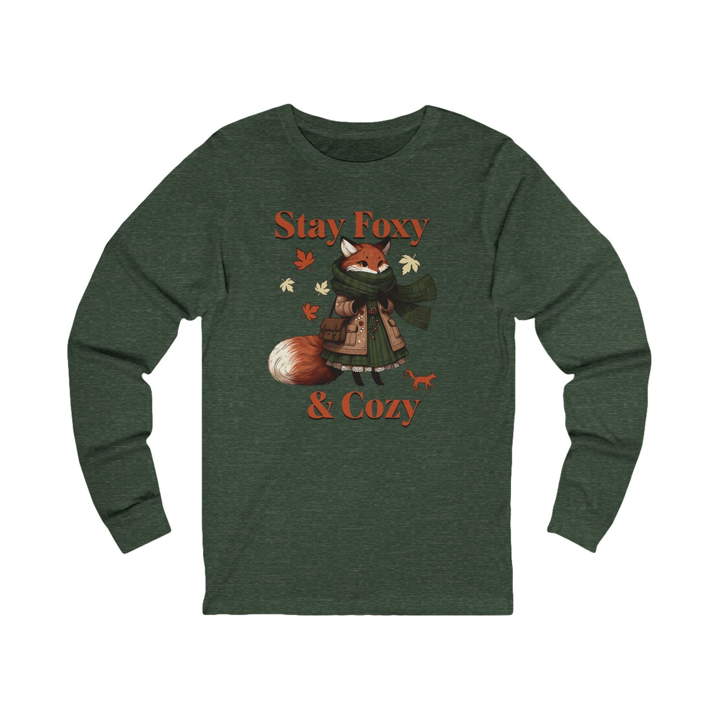 Stay Foxy & Cozy Long Sleeve Tee (S-2XL) in Heather Forest