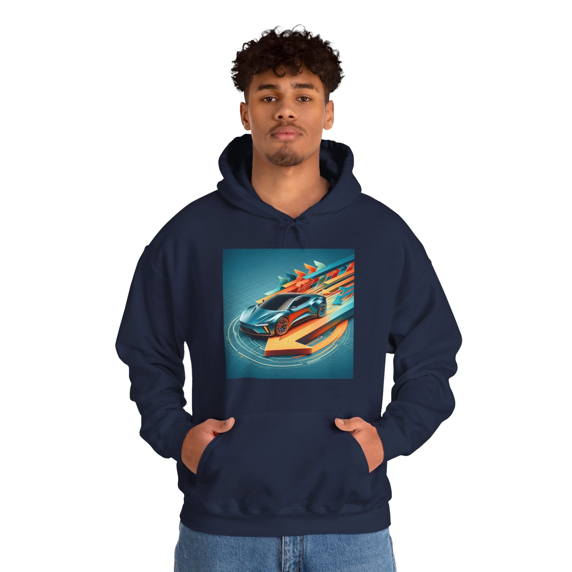 Let’s Ride – Automotive Graphic Hoodie (Unisex, S–5XL) in navy