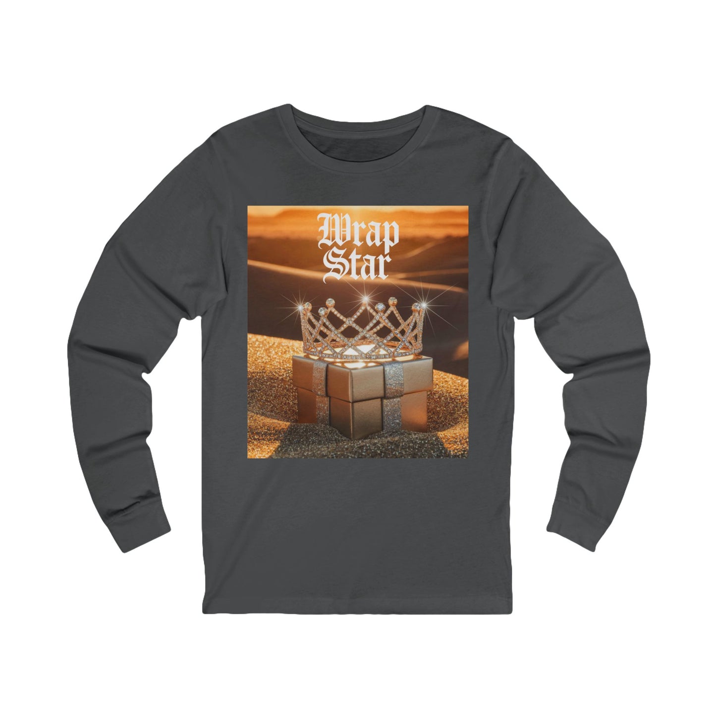 Wrap Star Holiday Long Sleeve Tee (Unisex S-2XL) in Asphalt