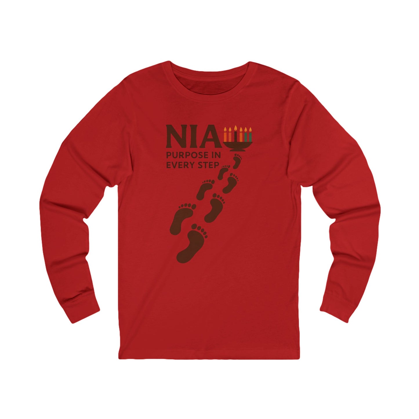 Nia Steps Purpose & Path Long-Sleeve Tee (Unisex S-2XL) in Red