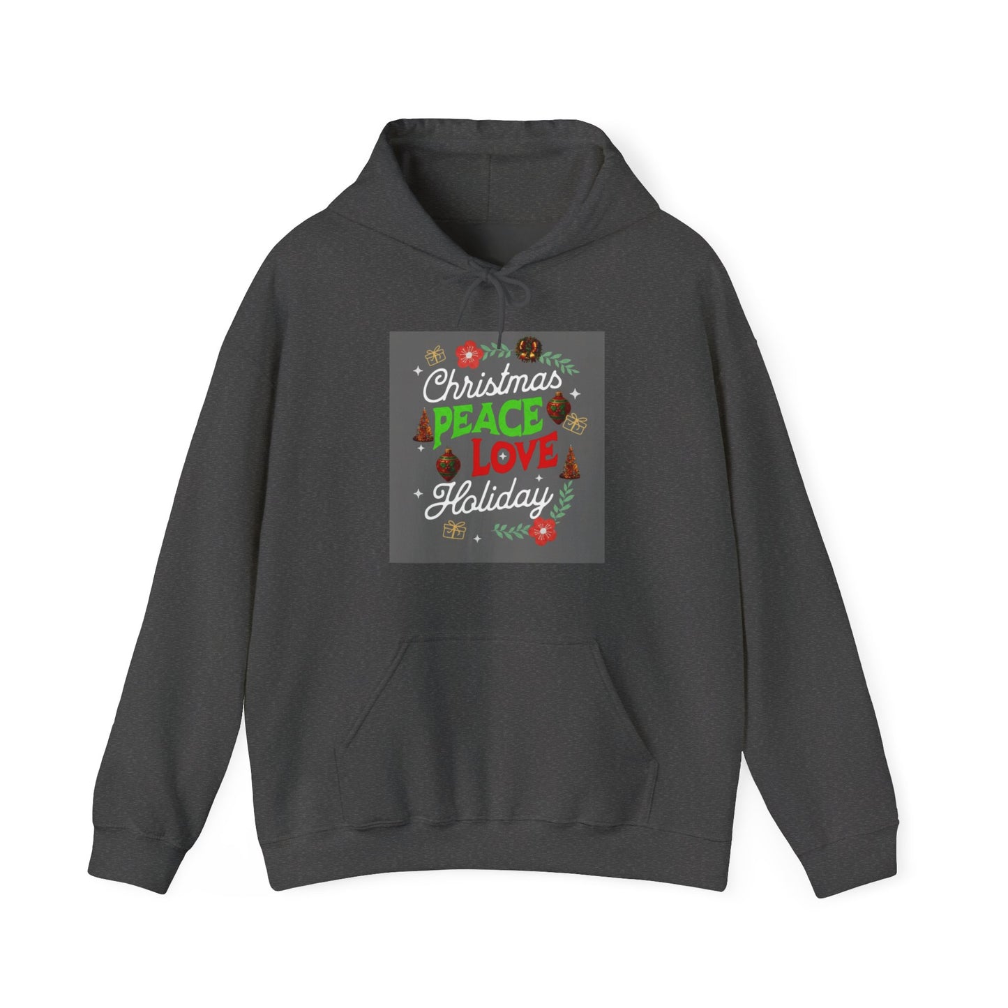 Peace, Love, and Holidays Festive Wreath Hoodie (Unisex S-5XL) in XL