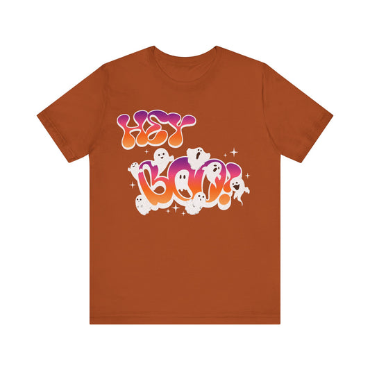 Hey Boo Halloween Graphic Tee (Unisex S-3XL) in S