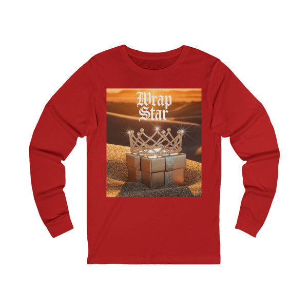 Wrap Star Holiday Long Sleeve Tee (Unisex S-2XL) in Red