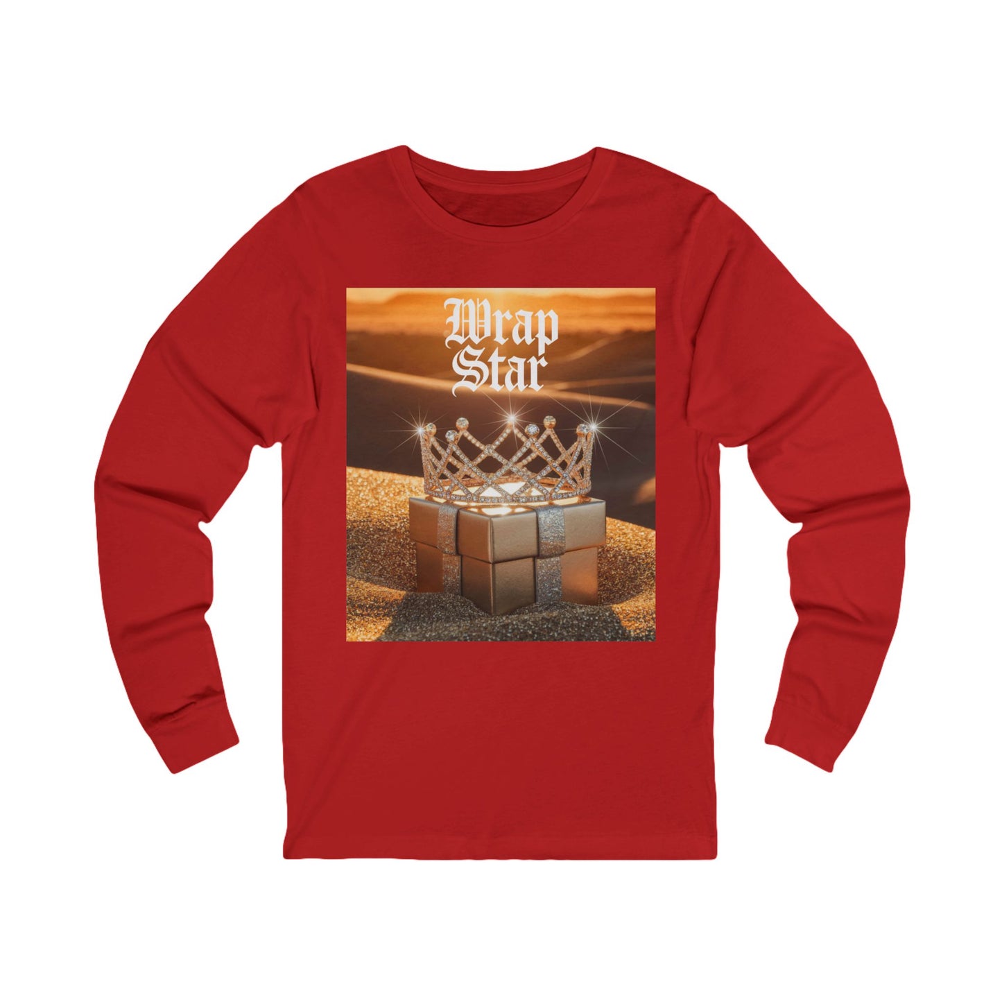 Wrap Star Holiday Long Sleeve Tee (Unisex S-2XL) in Red