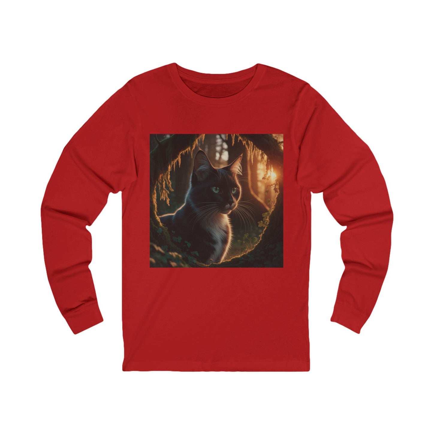 Whimsical Cat Graphic Tee – Cozy Feline Fun (Unisex S-2XL) in Red