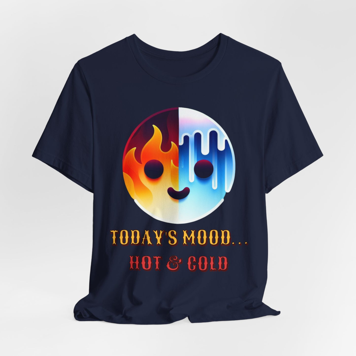 Mood Hot/Cold – Funny Graphic Tee (Unisex, S–3XL) in navy