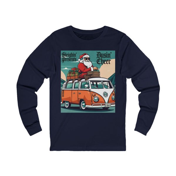 Vintage Santa Van Long Sleeve Tee (Unisex S-2XL) in Navy