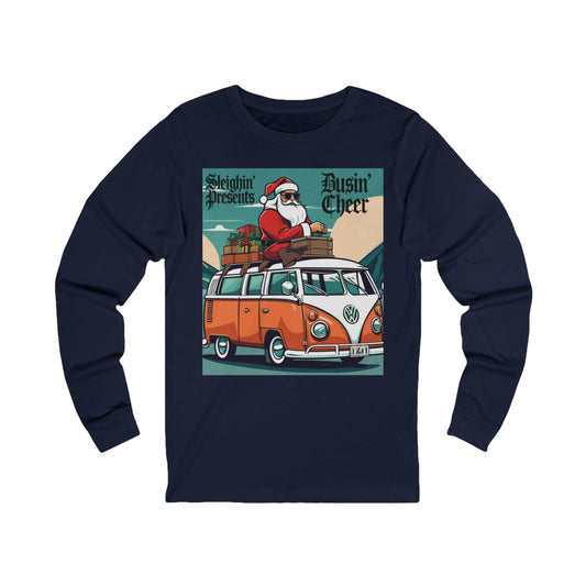 Vintage Santa Van Long Sleeve Tee (Unisex S-2XL) in Navy