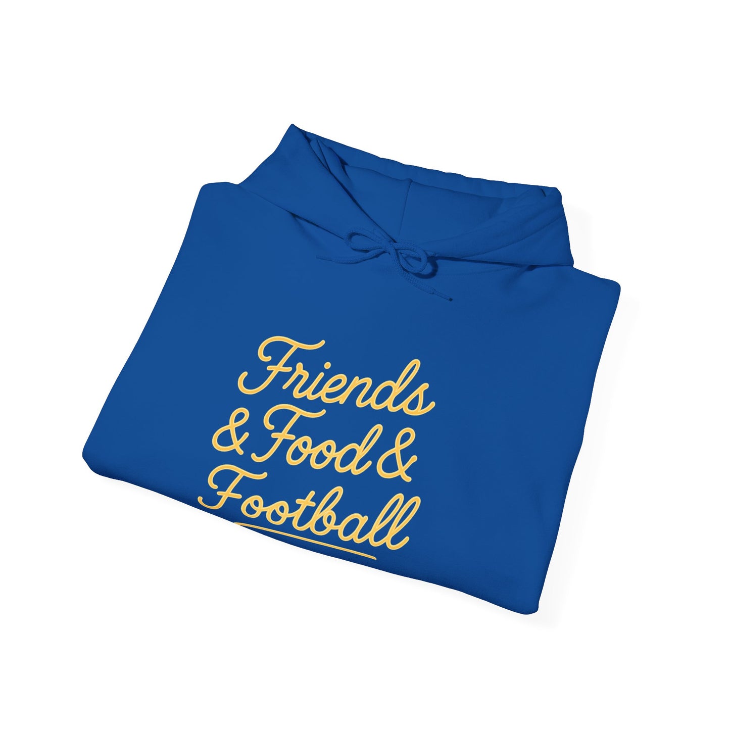 Friends & Food & Football Game Day Hoodie (Unisex S-5XL) in blue