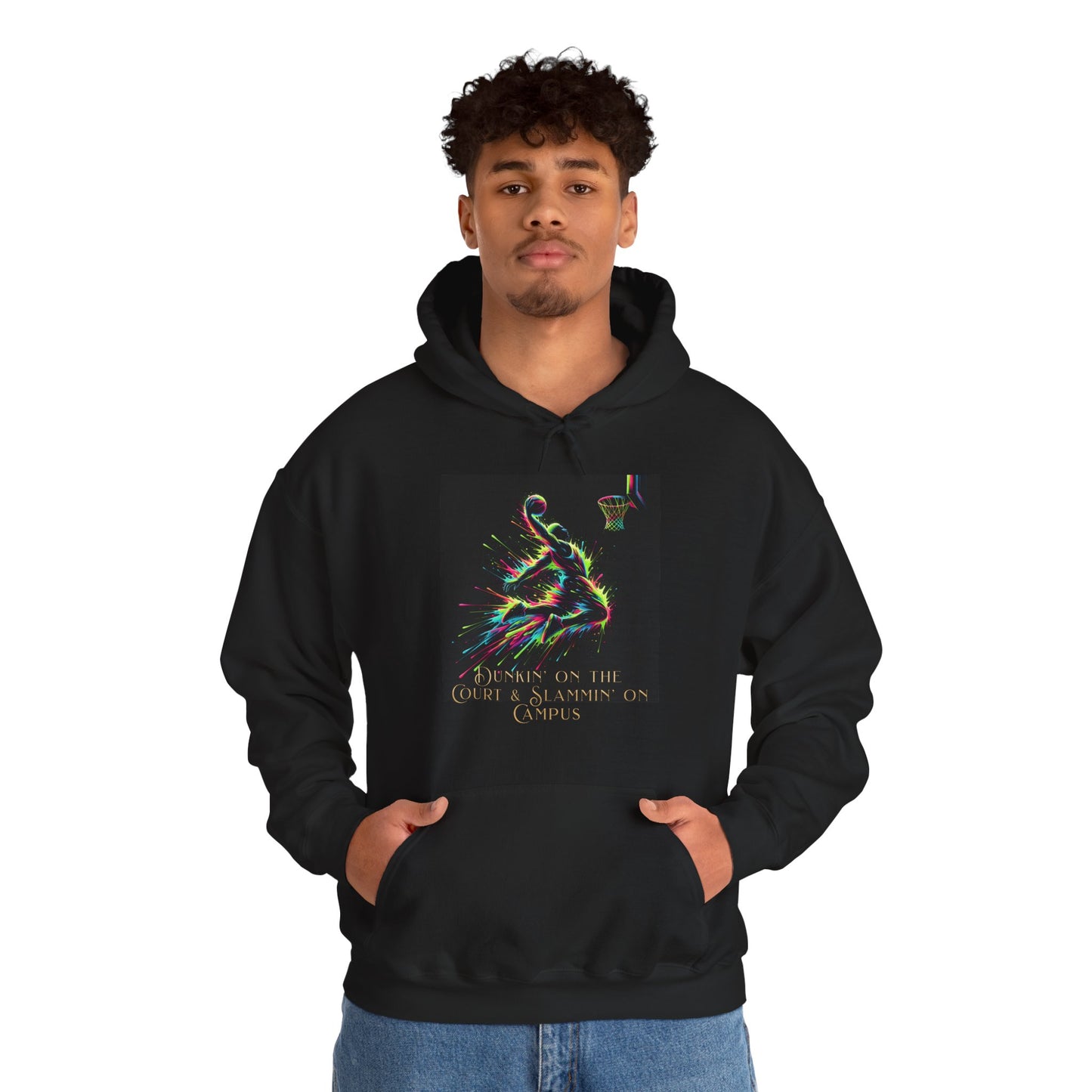 Electric Dunkin & Slammin – Athletic Basketball Hoodie (Unisex, S-5XL) in black
