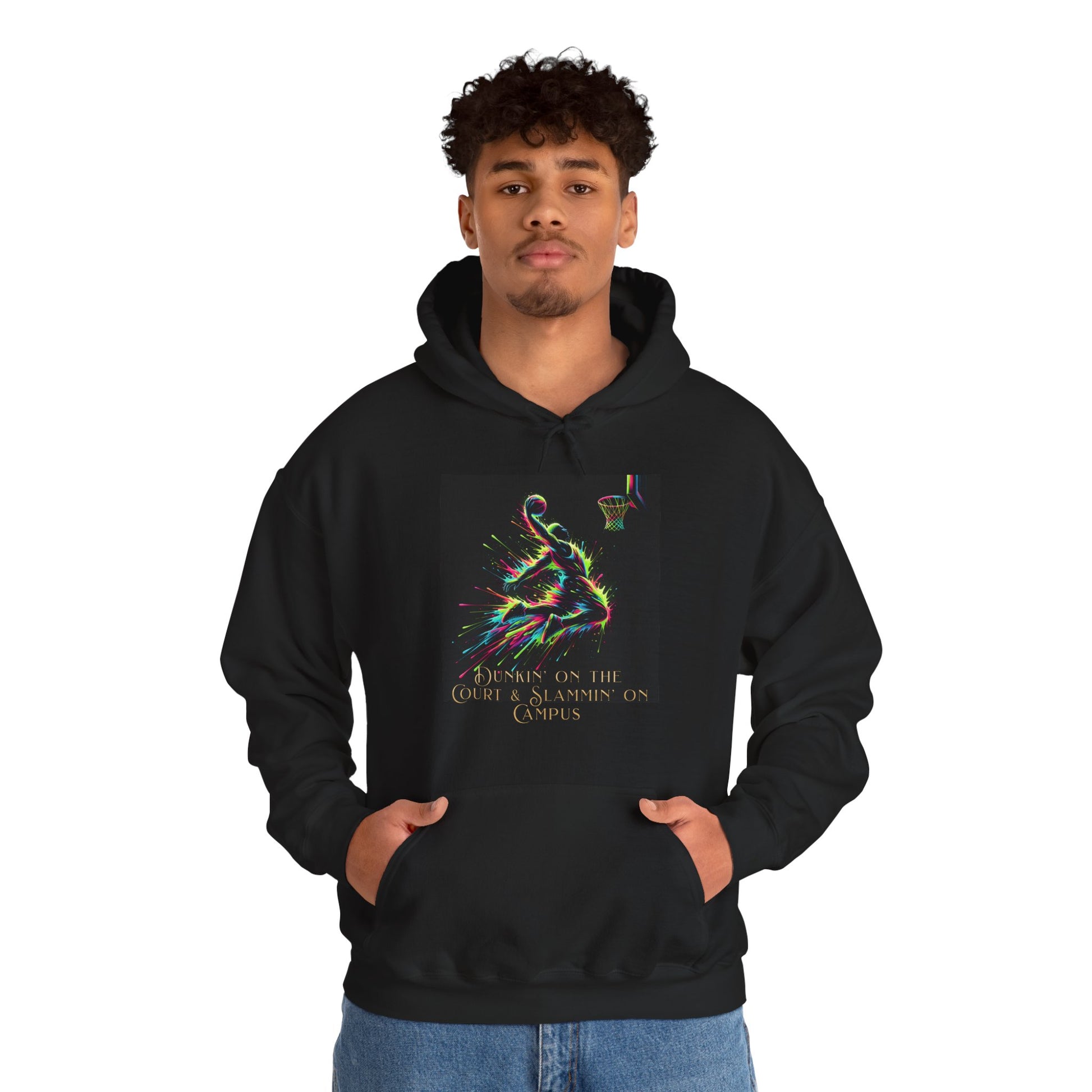 Electric Dunkin & Slammin – Athletic Basketball Hoodie (Unisex, S-5XL) in black