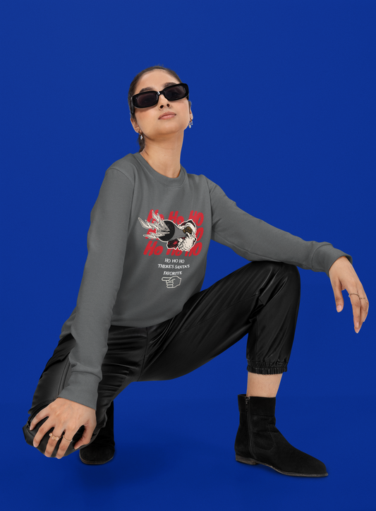 Santa's Favorite There Long-Sleeve Tee (Unisex S-2XL) in Asphalt
