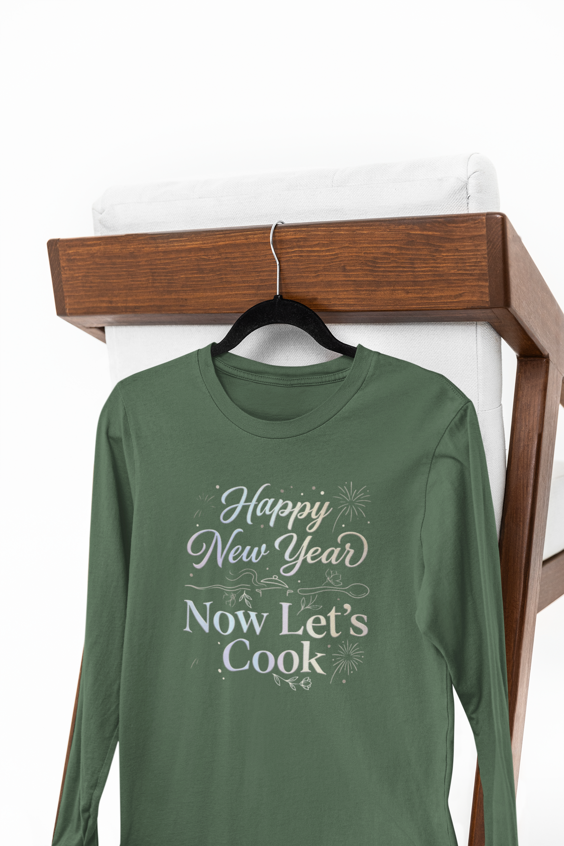 Happy New Year Now Let’s Cook Long Sleeve Tee in Black