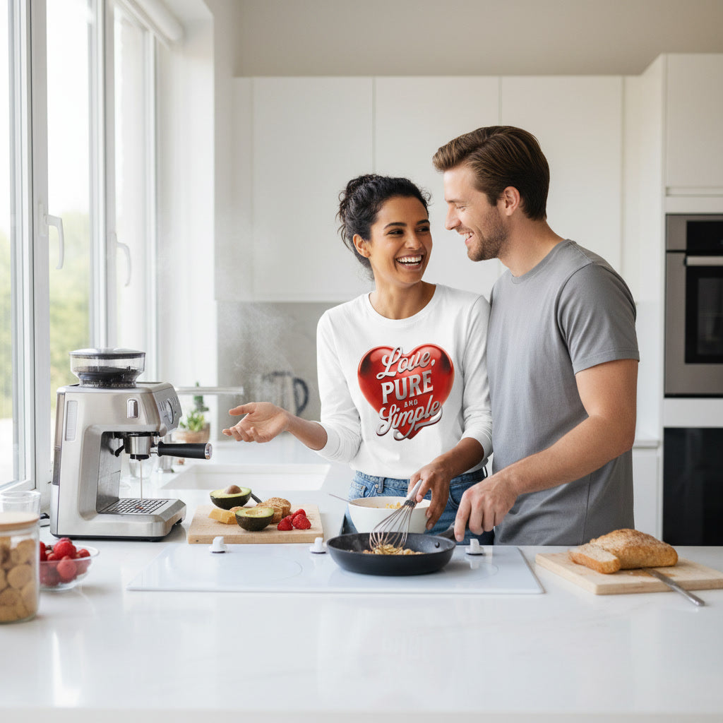 Man and woman cooking together in a modern kitchen