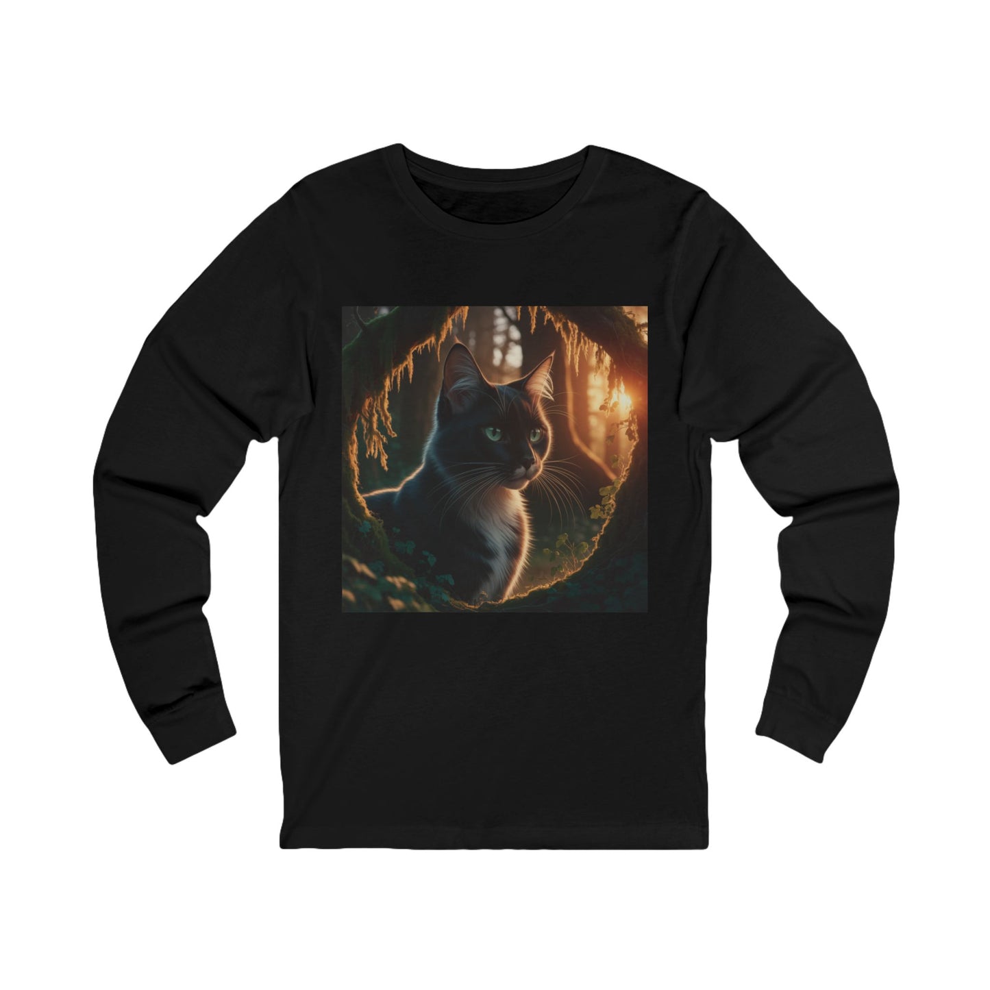 Whimsical Cat Graphic Tee – Cozy Feline Fun (Unisex S-2XL) in Black