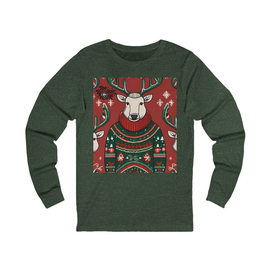 The Royale Reindeer Long Sleeve (Unisex S-2XL) in Heather Forest