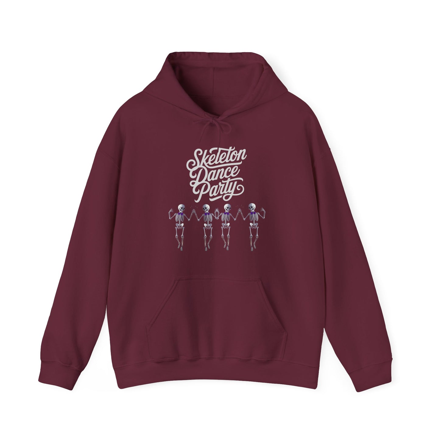 Halloween Dancing Skeleton Hoodie (Unisex S-5XL) in Maroon