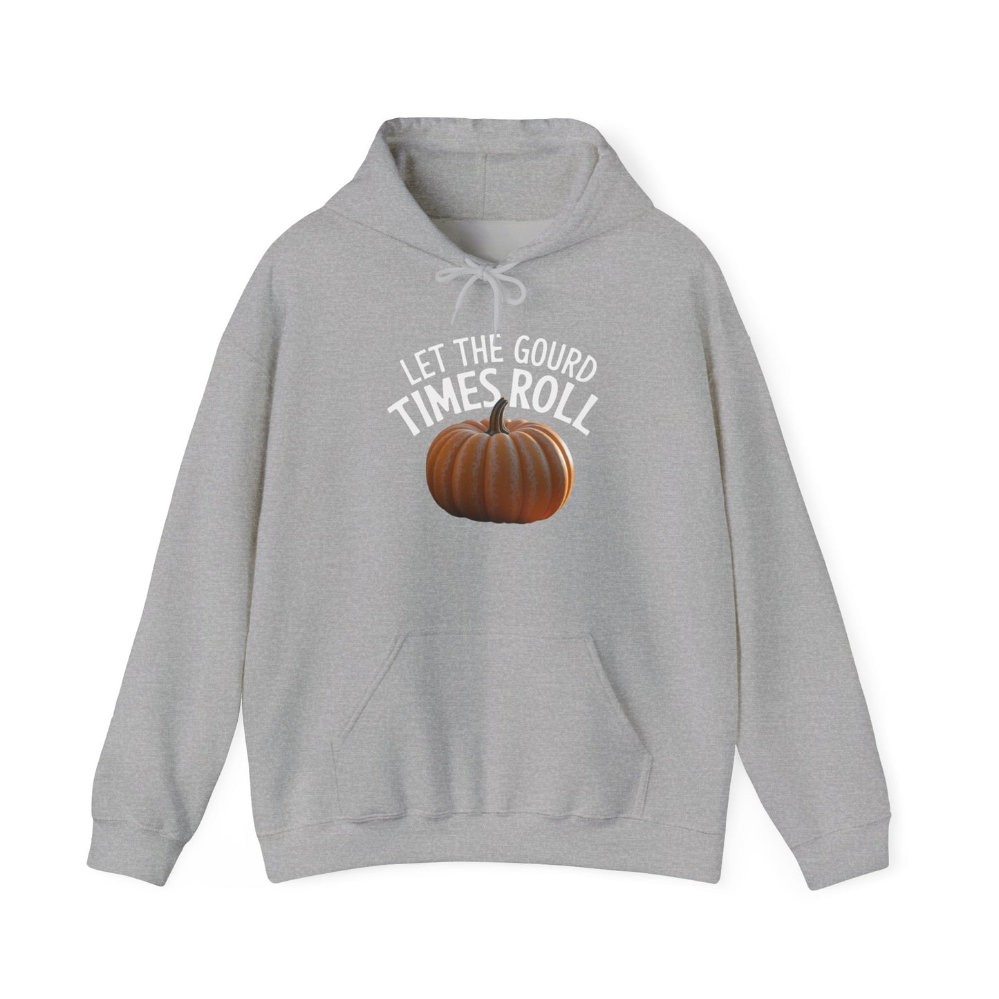 Let the Gourd Times Roll Pumpkin Hoodie in sprots gray