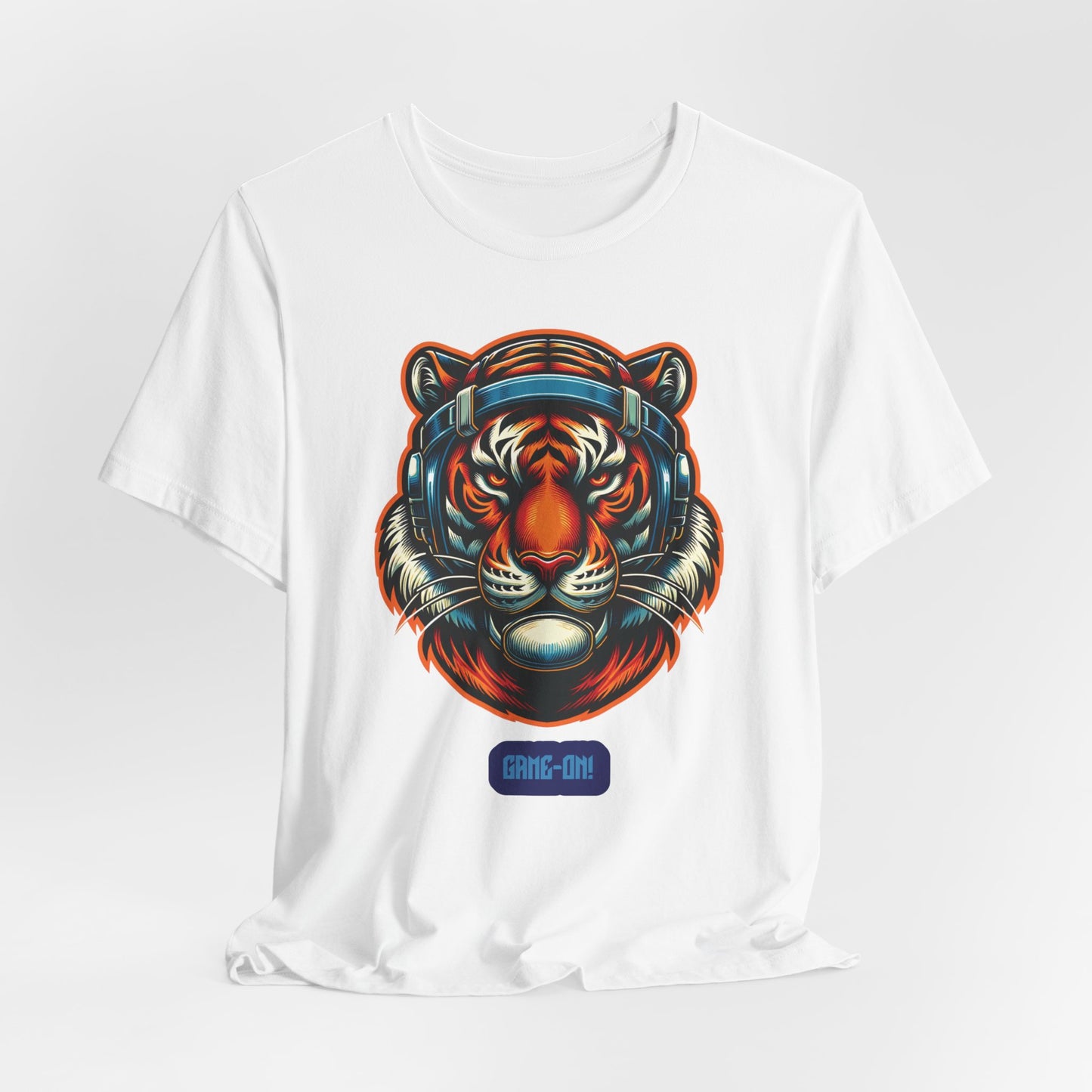 Focused Tiger – Motivational Gamer Graphic Tee (Unisex, S–5XL) in white