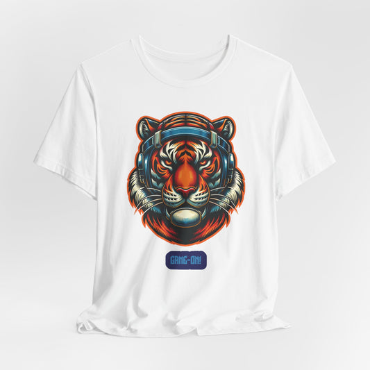 Focused Tiger – Motivational Gamer Graphic Tee (Unisex, S–5XL) in white