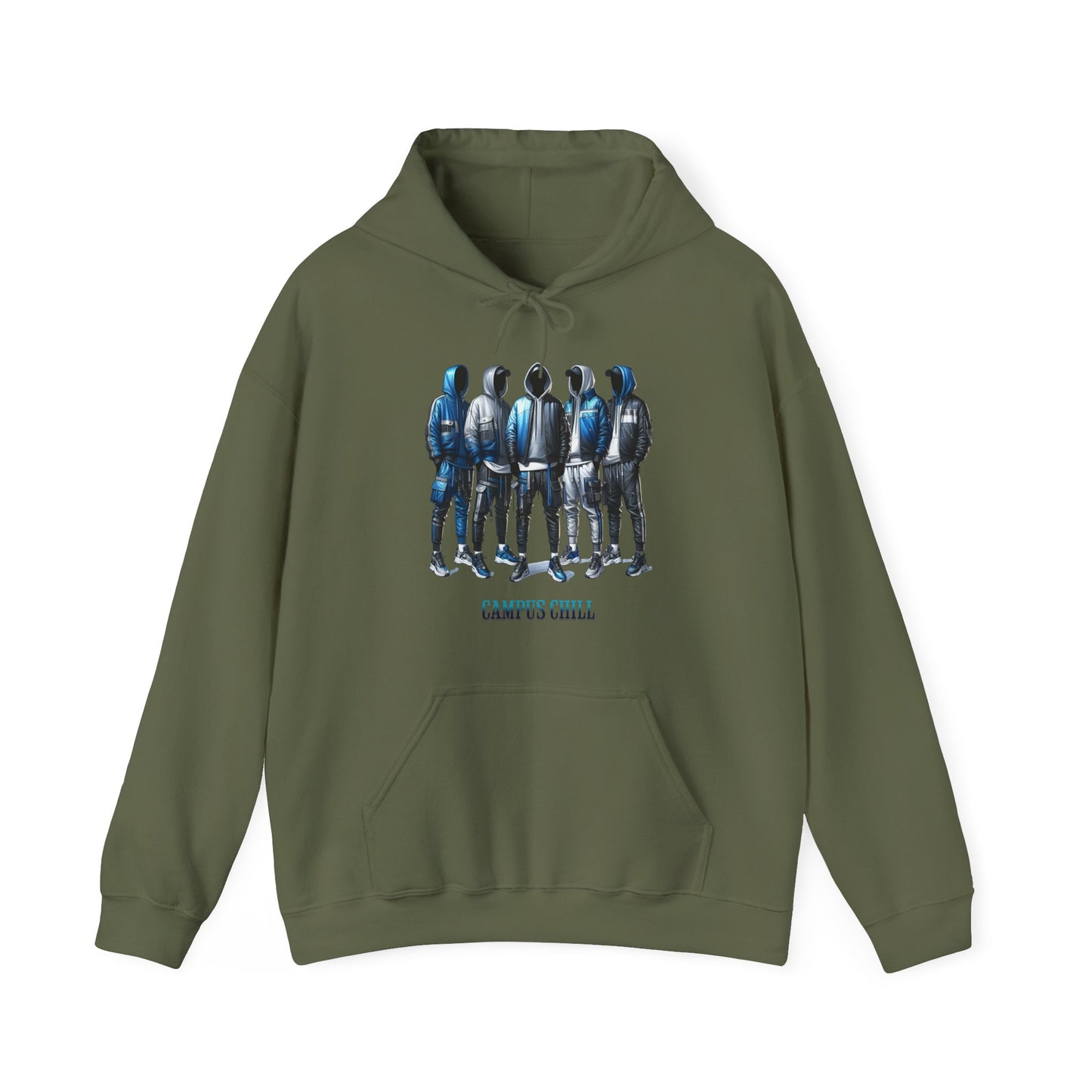 Campus Chill Hoodie – Cozy Campus Graphic Hoodie (Unisex, S–5XL) in military green