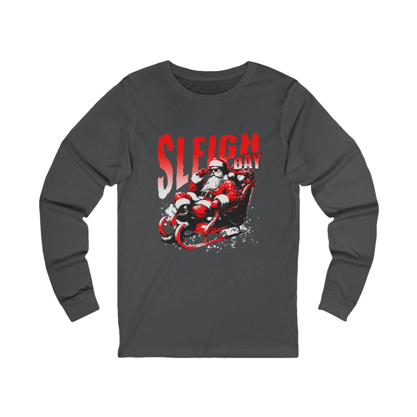 Sleigh Day Cool Clause Long Sleeve Tee (Unisex S-2XL) in Heather Forest