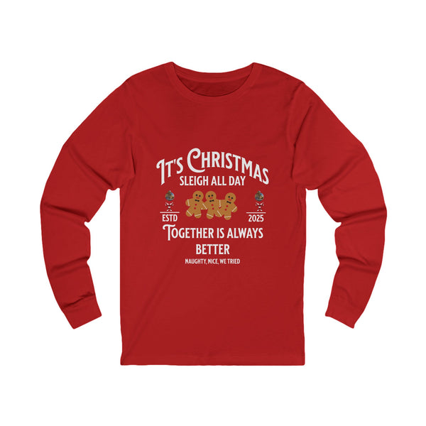 Sleigh All Day Ginger Family Long-Sleeve Tee (Unisex S-2XL) in Black