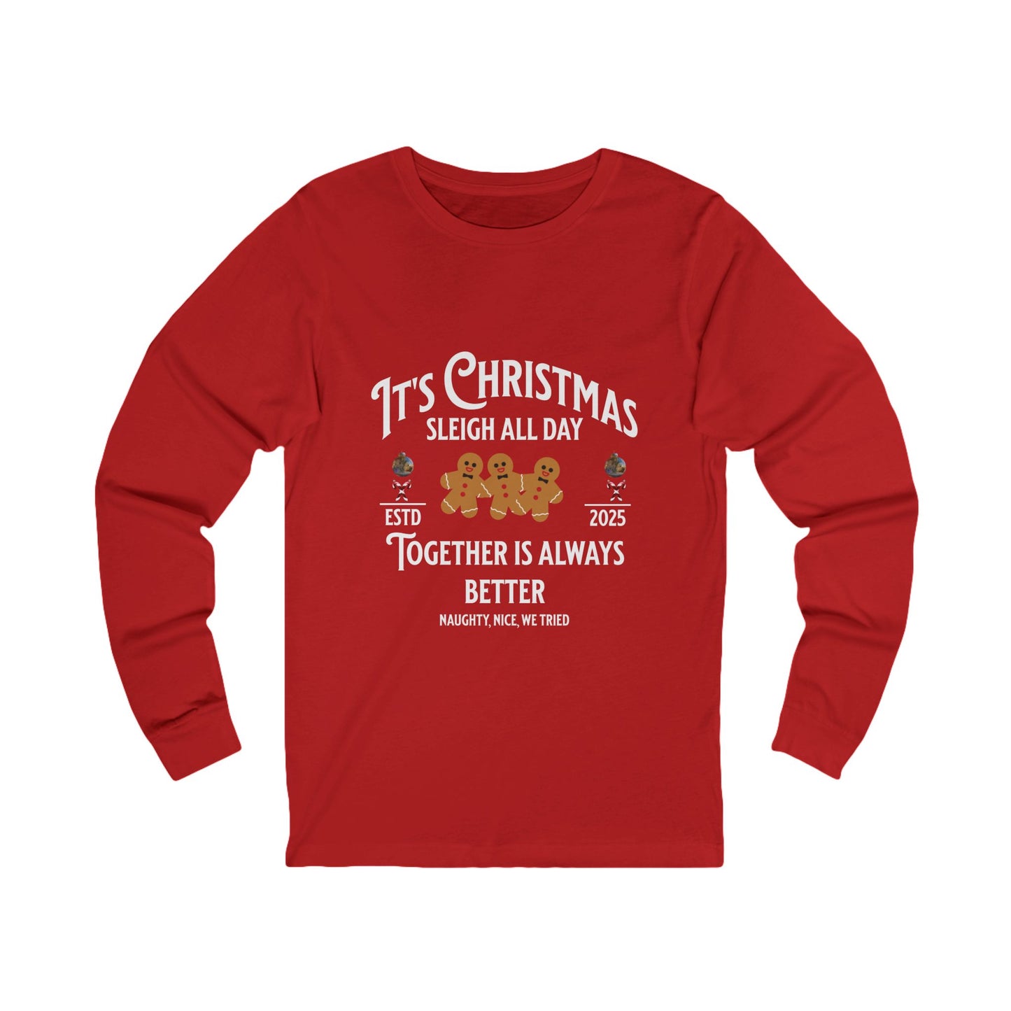 Sleigh All Day Ginger Family Long-Sleeve Tee (Unisex S-2XL) in Black