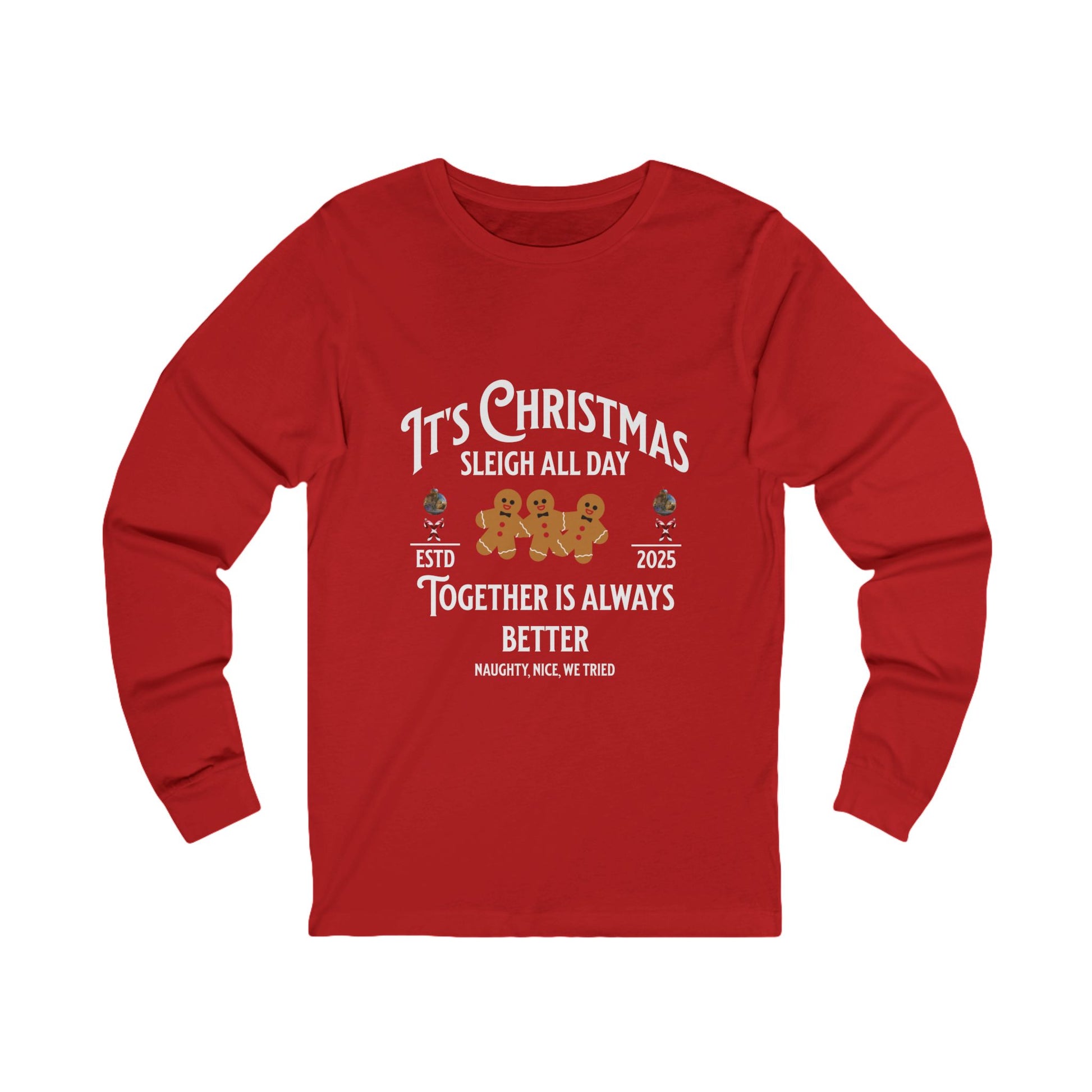 Sleigh All Day Ginger Family Long-Sleeve Tee (Unisex S-2XL) in Black