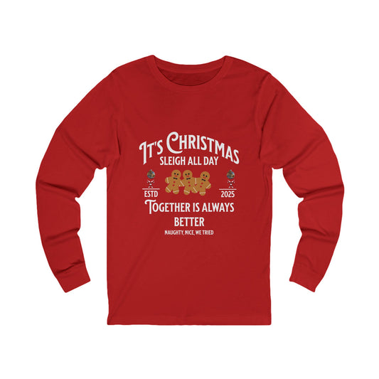 Sleigh All Day Ginger Family Long-Sleeve Tee (Unisex S-2XL) in Black