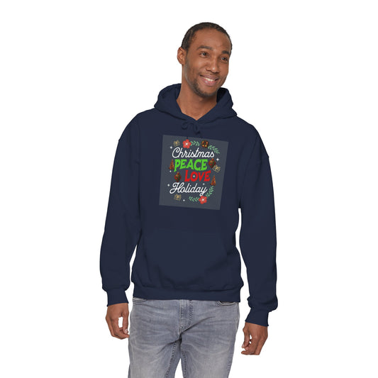 Peace, Love, and Holidays Festive Wreath Hoodie (Unisex S-5XL) in S