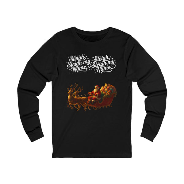 Sleigh My Name Vintage Santa Long-Sleeve Tee (Unisex S-2XL) in Asphalt