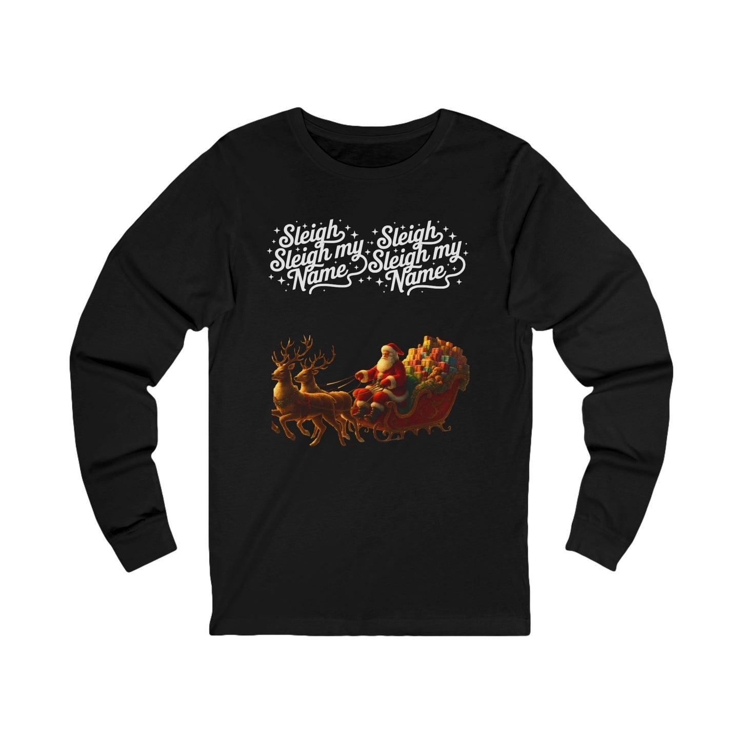 Sleigh My Name Vintage Santa Long-Sleeve Tee (Unisex S-2XL) in Asphalt