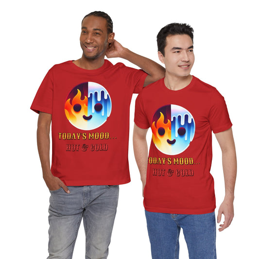 Mood Hot/Cold – Funny Graphic Tee (Unisex, S–3XL) in red