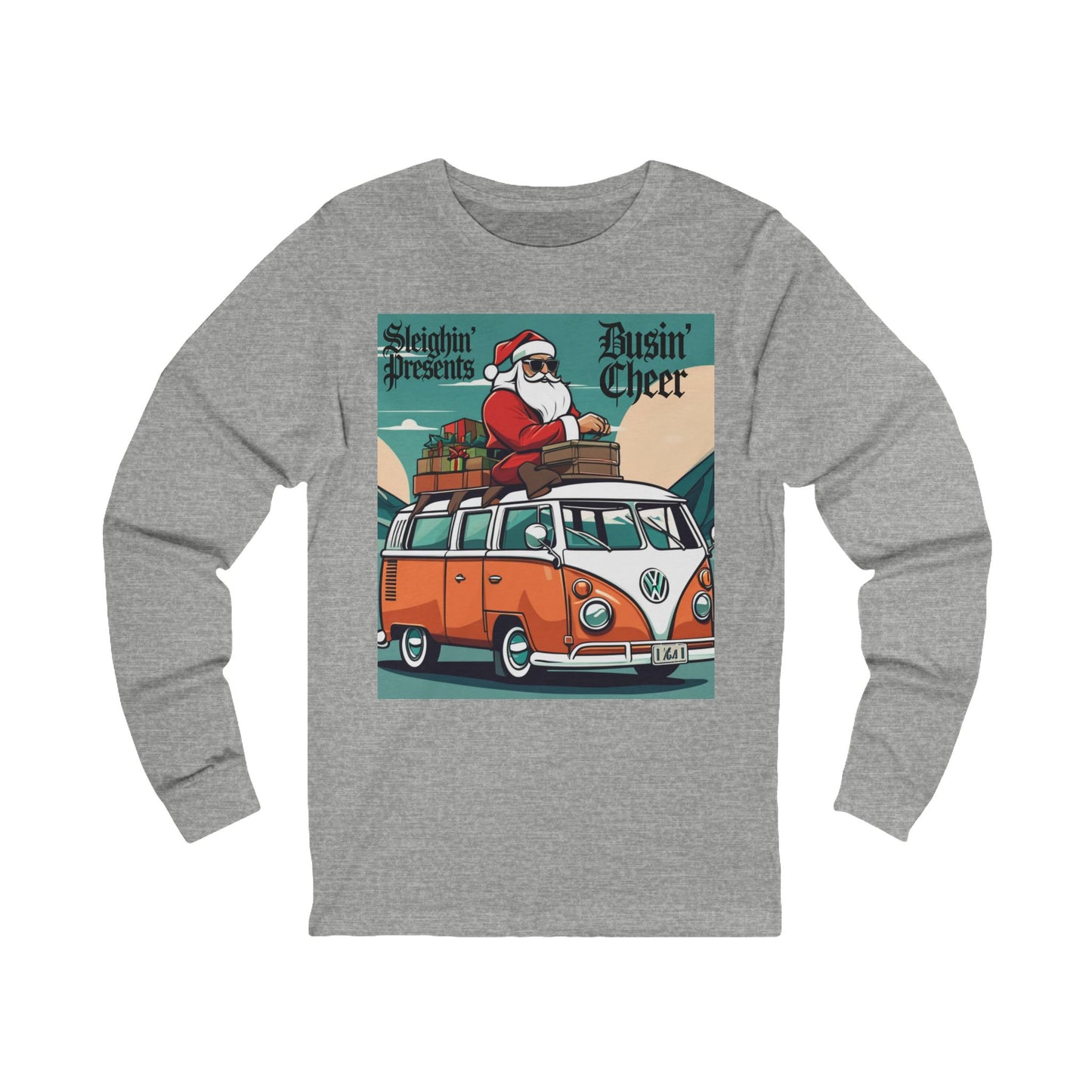 Vintage Santa Van Long Sleeve Tee (Unisex S-2XL) in Athletic Heather
