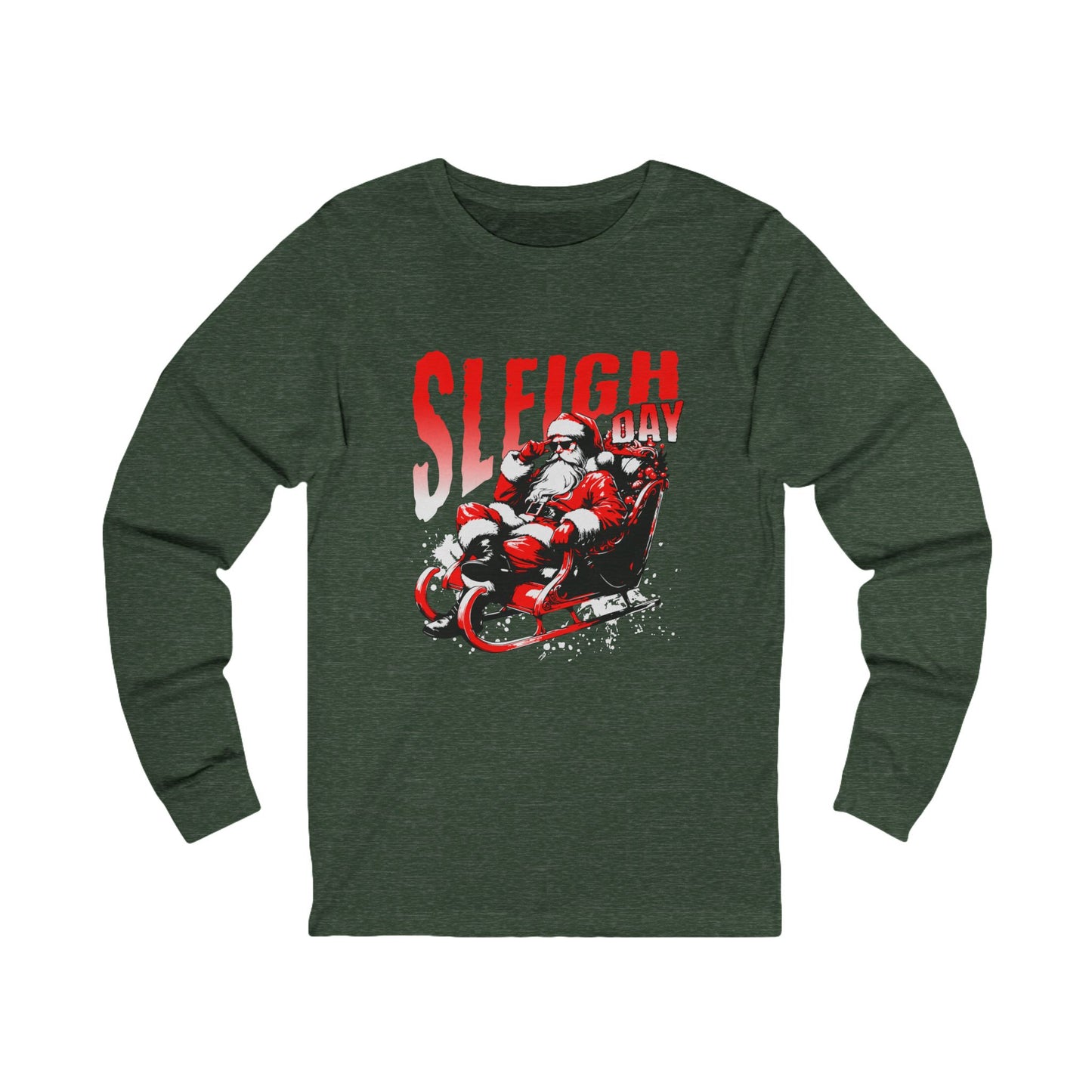 Sleigh Day Cool Clause Long Sleeve Tee (Unisex S-2XL) in Black