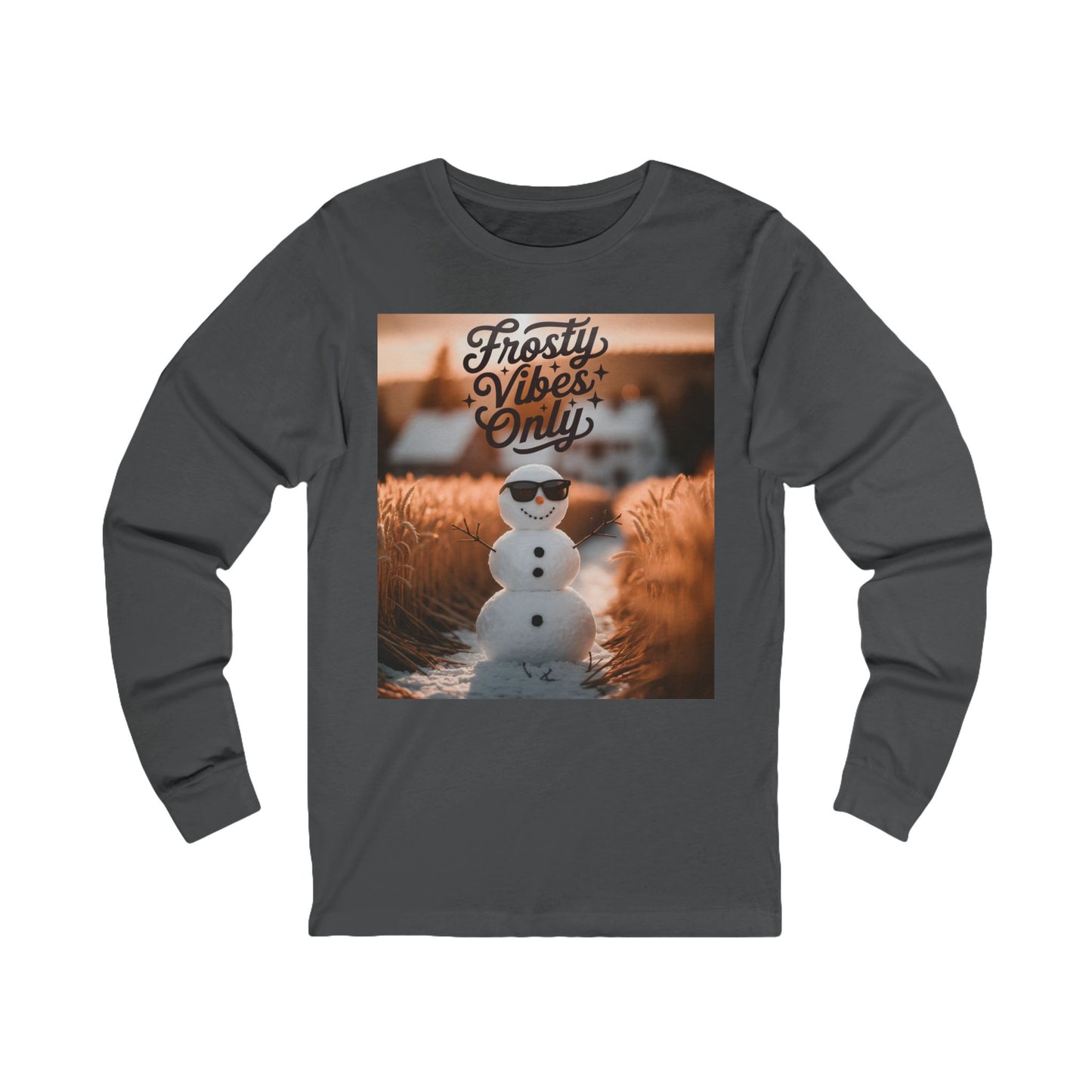 Frosty Vibes Only Long Sleeve Tee (Unisex S-2XL) in Asphalt