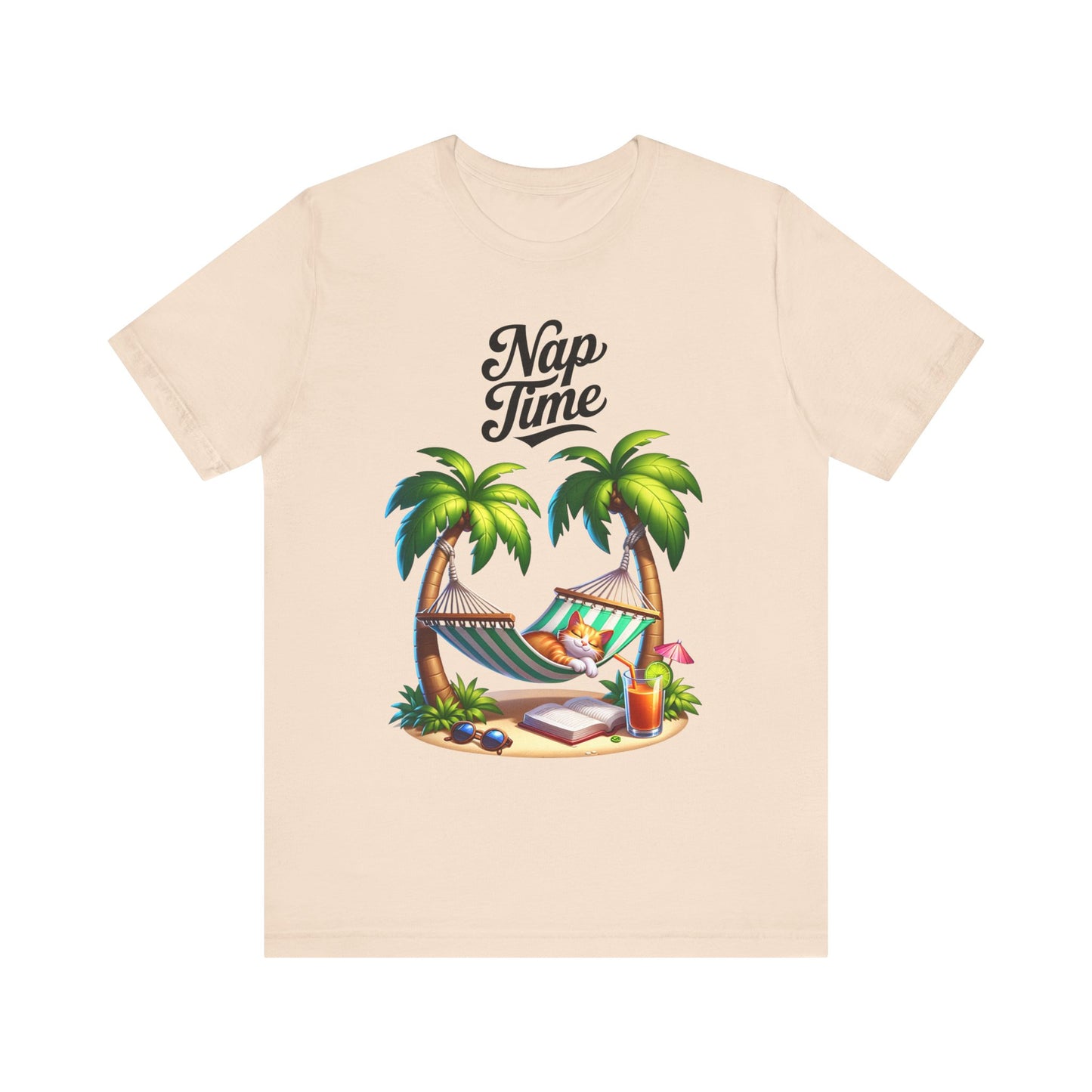 Tropical summer graphic shirt in cream with beach design