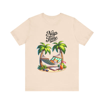 Tropical summer graphic shirt in cream with beach design