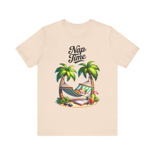 Tropical summer graphic shirt in cream with beach design